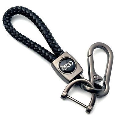 Купити Шкіряний плетений брелок для Audi для авто ключів з карабіном 34052 Брелоки для автоключів