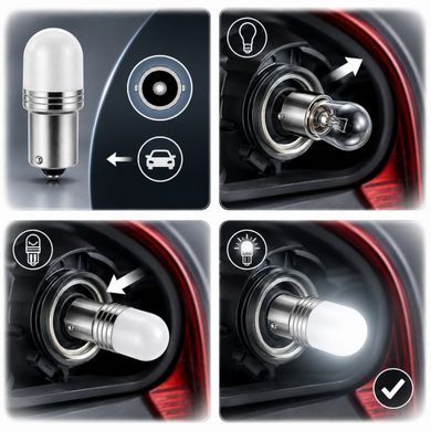 Купить Автолампа светодиодная LED 12/24V T25 6W Матовая (BA15s) Белый Свет 1 шт №53 63535 Светодиоды - T25 BA15s