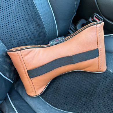 Buy Salon set Headrest pillows under the back Belt pads 3D Colored logo Eco-leather Brawn 94813 Pillows for the headrest - under the neck