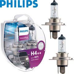 Купить Автолампа галогенная Philips Vision Plus +60% H4 12V 60/55W 3300K 2 шт (12342VPS2) 38403 Галогеновые лампы Philips
