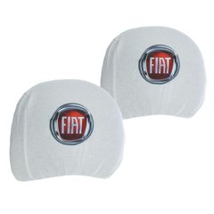 Купити Чохли для підголівників Універсальні Fiat Білі Кольоровий логотип 2 шт 26313 Чохли на підголовники