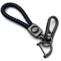 Купить Кожаный плетеный брелок Kia для авто ключей с карабином 34058 Брелки для автоключей