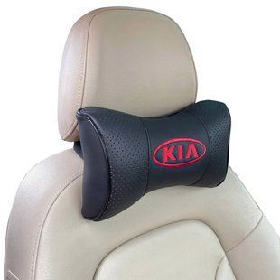 Buy Headrest pillow with Kia logo eco leather Beige 1 piece 60536 Pillows for the headrest - under the neck