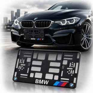 Купити Рамка номера BMW M-power під Американський номер 300х150 мм Кольоровий Логотип (51.2А) 86623 Рамка номера - Універсальна - Американський тип