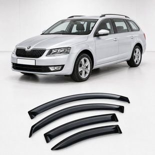 Купить Дефлекторы окон ветровики для Skoda Octavia A7 Combi 2013 Скотч 3M (AMS21513) Acrylic 4 шт 110695 Дефлекторы окон Skoda