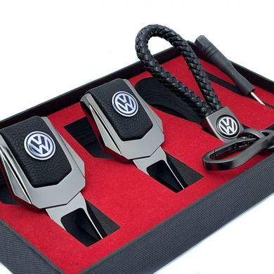Купити Подарунковий набір №1 для Volkswagen з заглушок і брелока з логотипом Темний хром 39498 Подарункові набори для автомобіліста