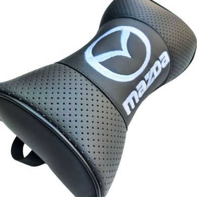 Купити Подушка на підголовник з логотипом Mazda екошкіра Чорна 1 шт 9870 Подушки на підголовник - під шию