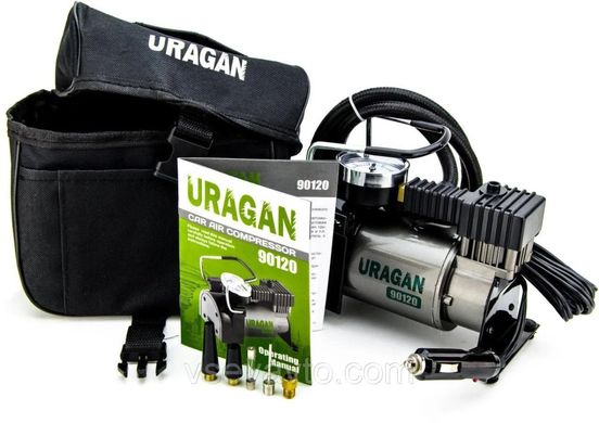 Купити Автомобільний компресор URAGAN 12v / 14А / 37л / 170Вт / 1 м шланг (90120) 26415 Електричні автомобільні компресори