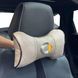 Buy Headrest pillow with Smart logo Eco-leather 3D Colored logo Beige-Brown edging 1 pc 91844 Pillows for the headrest - under the neck