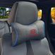 Buy Headrest pillow with Kia logo Eco-leather 3D Colored logo Black-Blue edging 1 pc 91694 Pillows for the headrest - under the neck