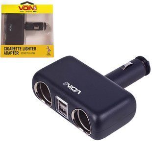 Купить Автомобильный разветвитель прикуривателя VOIN 2 выхода 2USB 2400mA 12/24V Угловой (SC-2004) 94867 Разветвители прикуривателя