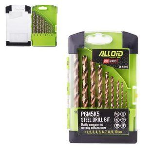 Buy Set of cobalt metal drills Alloid 1-10 mm 10 pcs P6M5K5 (DB-3510110) 85575 Drills for metal