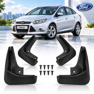 Купити Бризковики для Ford Focus III седан 2012-2018 Модельні Комплект 4 шт (OEM: 1722673, 1722186) 110961 Бризговики Ford