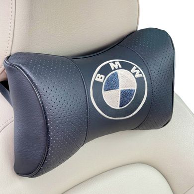 Купити Подушка на підголівник з логотипом BMW екошкіра Чорна 1 шт 60205 Подушки на підголовник - під шию