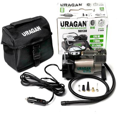 Купити Автомобільний компресор URAGAN 12v 14А 37л/хв 170Вт 1 м шланг (90130) 26416 Електричні автомобільні компресори