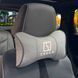 Buy Headrest pillow with Zeekr logo Eco-leather 3D Colored logo Gray-Gray edging 1 pc 91795 Pillows for the headrest - under the neck