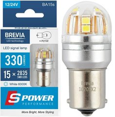 Купить LED автолампа Brevia Spower 12/24V T25 P21W 15x2835SMD 330Lm 6000K CANbus 2 шт (10201X2) 40196 Светодиоды - Brevia