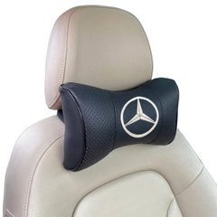 Купити Подушка на підголівник з логотипом Mercedes-Benz екокожа Чорна 1 шт 60206 Подушки на підголовник - під шию