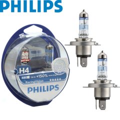 Купить Автолампа галогенная Philips Racing Vision +150% H4 12V 60/55W 3500K 2 шт (12342RVS2) 38406 Галогеновые лампы Philips
