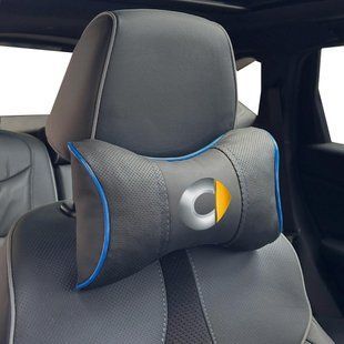 Buy Headrest pillow with Smart logo Eco-leather 3D Colored logo Black-Blue edging 1 pc 91846 Pillows for the headrest - under the neck