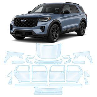 Купити Антигравійна захисна бронеплівка за лекалами для Ford Explorer (US) VI facelift 2024- повний кузов 104409 Модельні лекала захисних плівок для Ford