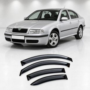 Купити Дефлектори вікон вітровики для Skoda Superb I Sd 2002-2008 Скотч 3M (AMS21702) Acrylic 4 шт 110697 Дефлектори вікон Skoda