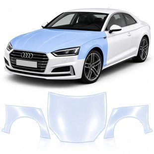 Купити Антигравійна захисна бронеплівка за лекалами для Audi A5 F5 2016-2019 - капот і передні крила 101465 Модельні лекала захисних плівок для Audi