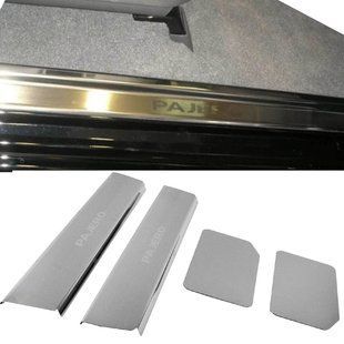 Купити Накладки на пороги для Mitsubishi Pajero Wagon III / IV 1999-2021 Нержавіюча сталь із загином та Логотипом 4 шт (P-MI11) 96530 Накладки на пороги та бампер