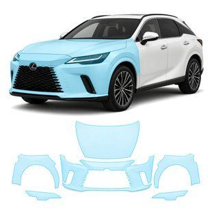 Купити Антигравійна захисна бронеплівка за лекалами для Lexus RX V 2022- передня частина авто (капот бампер крила)) 106340 Модельні лекала захисних плівок для Lexus