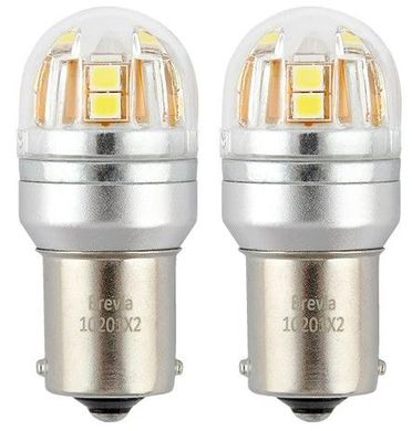 Купити LED автолампа Brevia Spower 12/24V T25 P21W 15x2835SMD 330Lm 6000K CANbus 2 шт (10201X2) 40196 Світлодіоди - Brevia