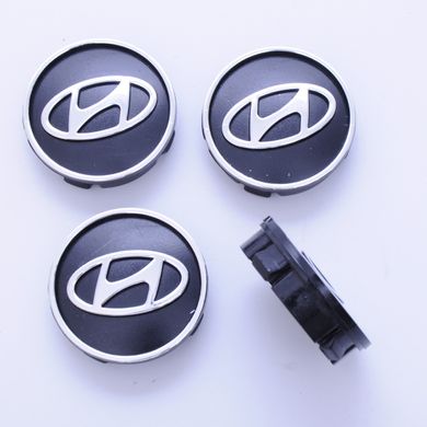 Купити Ковпачки на титани Hyundai (60/55мм) чорні хромовані / пластик об'ємний логотип 4 шт 22930
