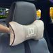 Buy Headrest pillow with Zeekr logo Eco-leather 3D Colored logo Beige-Brown edging 1 pc 91796 Pillows for the headrest - under the neck