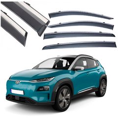 Купити Дефлектори вікон вітровики Benke для Hyundai Kona 2019- Хром Молдинг Нержавіюча сталь 3D (BHYEN1823-W/S) 67598 Дефлектори вікон Hyundai