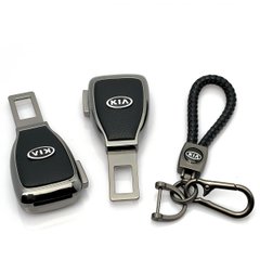 Купити Набір авто для Kia №2 / Заглушка перехідник ремня безпеки та брелока з логотипом Темний хром 39501 Подарункові набори для автомобіліста