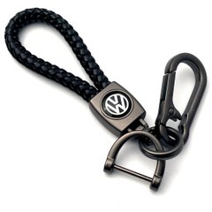Купити Шкіряний плетений брелок Volkswagen для авто ключів з карабіном 36395 Брелоки для автоключів