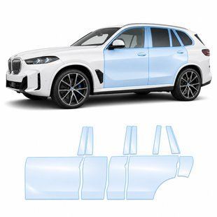Купить Антигравийная защитная бронепленка по лекалам для BMW X5 G05 facelift 2023- зоны дверей и стойки окон 102443 Модельные лекала защитных пленок для Bmw