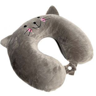 Buy Travel pillow for neck velour with memory effect P111 (with muzzle) Gray 39755 Travel pillow