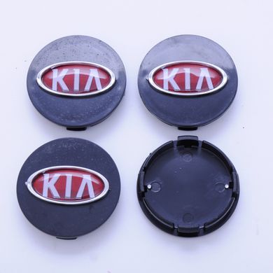 Купить Колпачки на литые диски Kia 60х55 мм / Черно - Красные 4 шт 22931